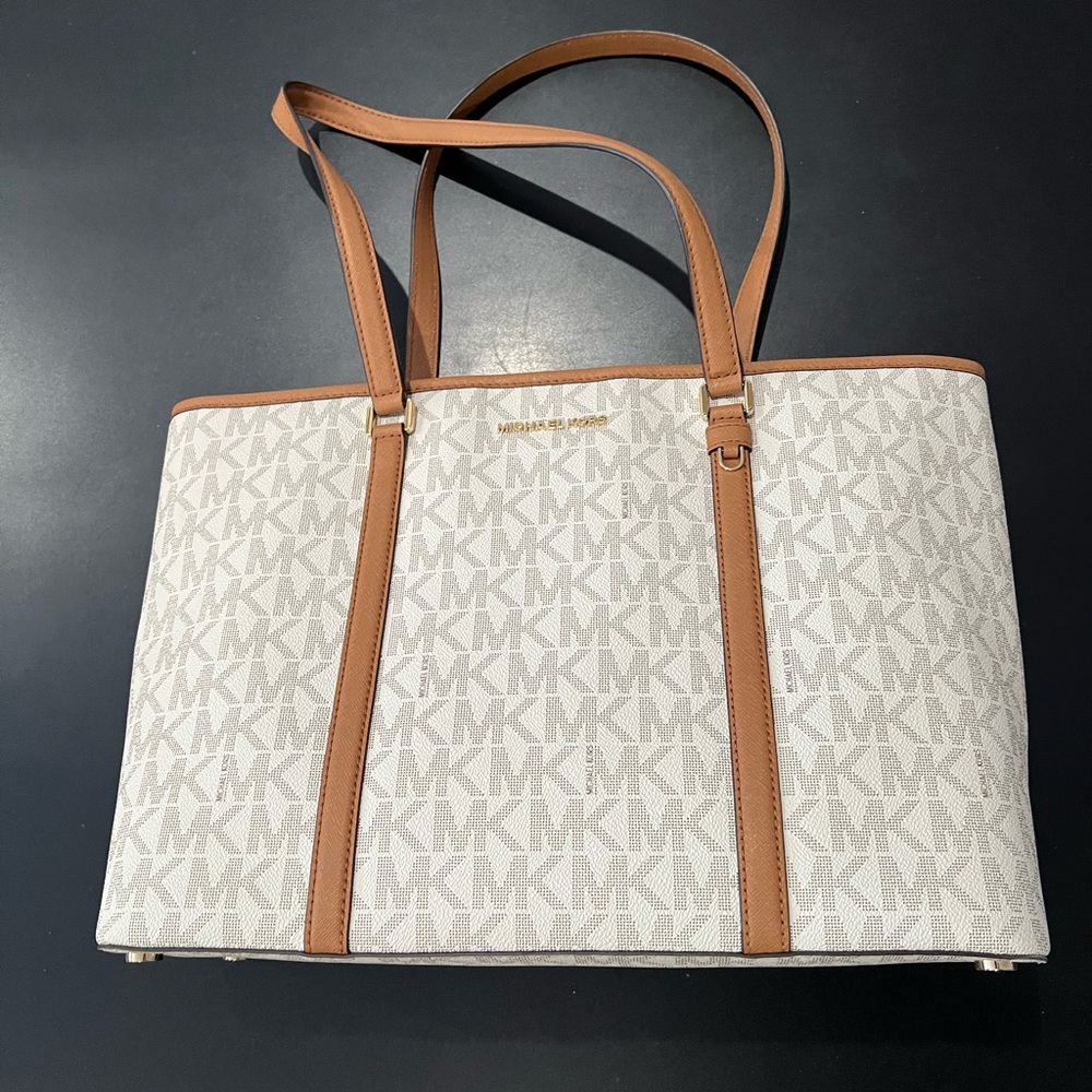 Michael Kors Cream and Tan Signature Tote